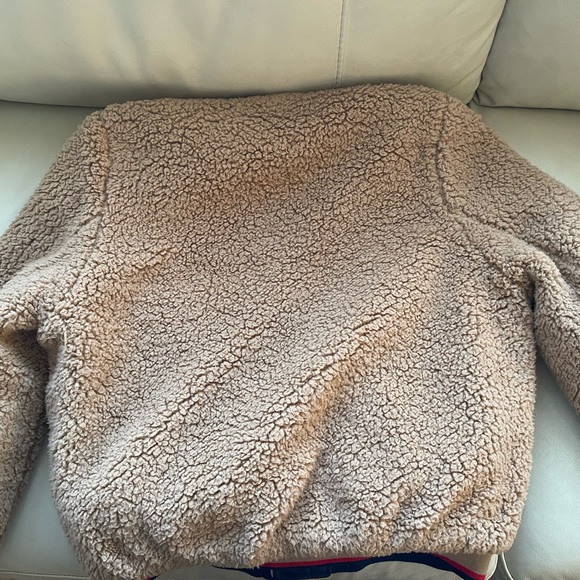 NWOT UGG Eliana Reversible Sherpa Bomber Jacket - Navy/Camel - Picture 4 of 10